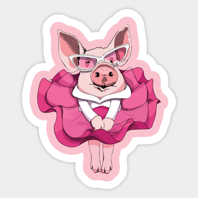 Pig Pink Dress Sticker by Alfiska